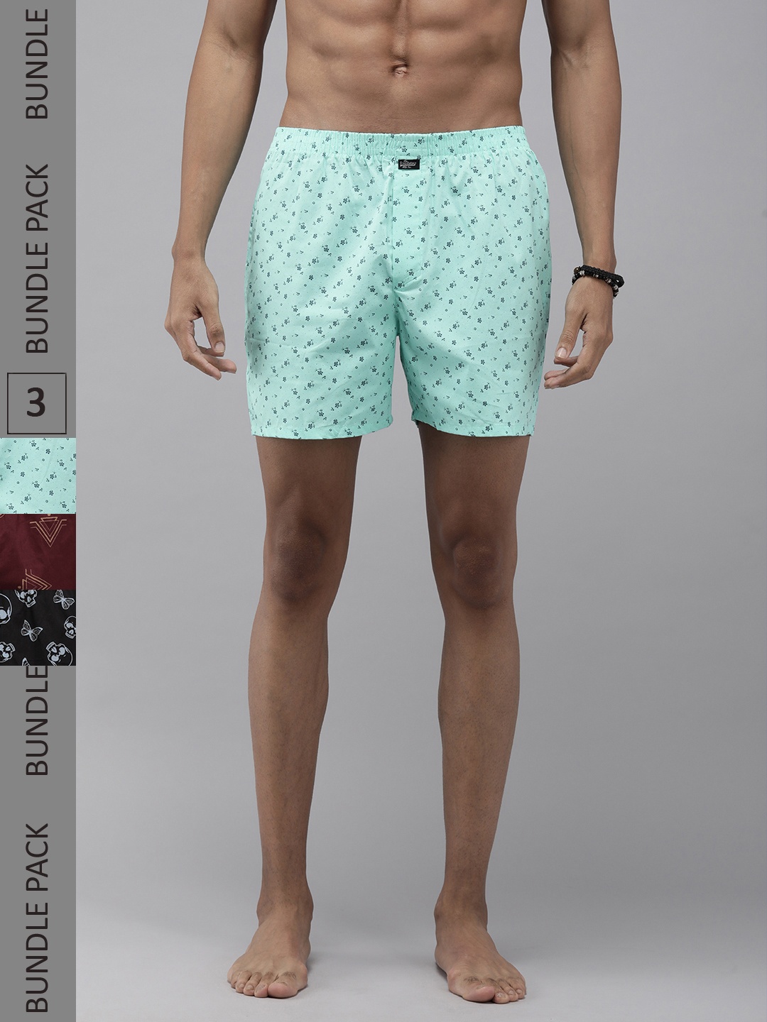 

Roadster Men Pack Of 2 Printed Pure Cotton Boxers, Multi