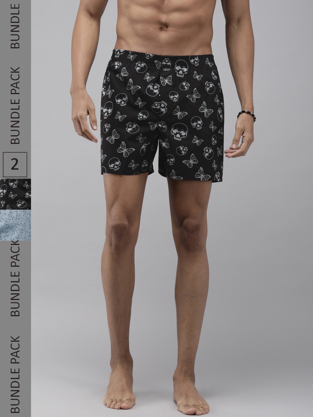 

Roadster Men Pack Of 2 Printed Pure Cotton Boxers, Multi