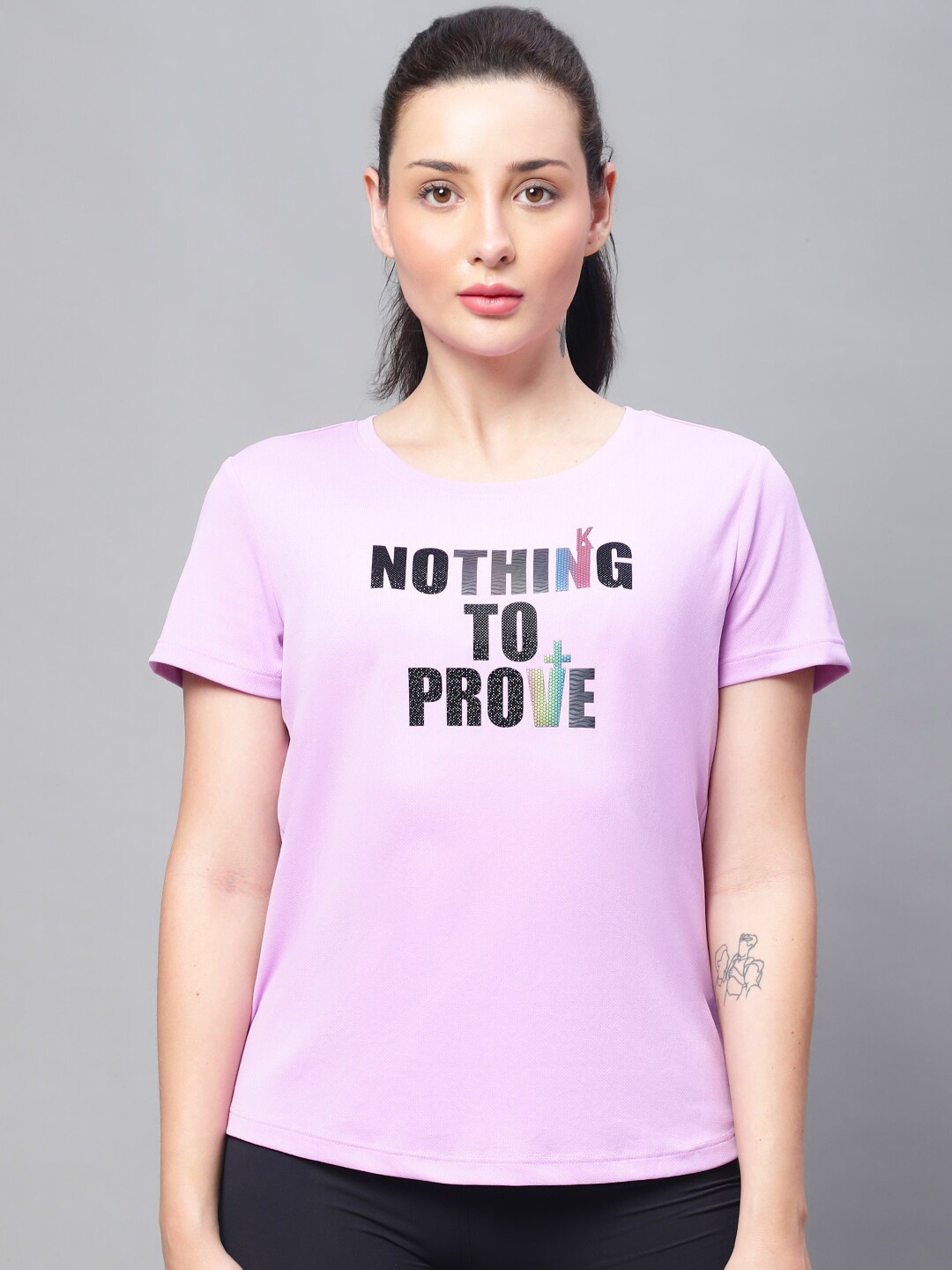 

PERFKT-U Typography Printed T-shirt, Purple