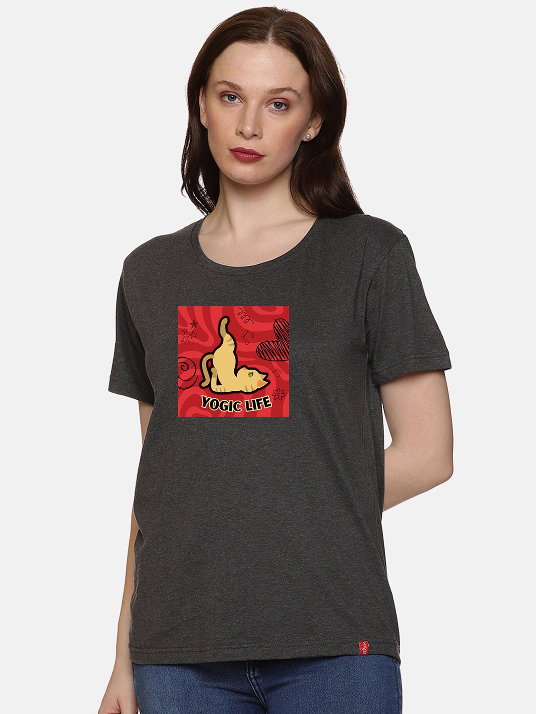 

NOT YET by us Graphic Printed Cotton T-Shirt, Grey