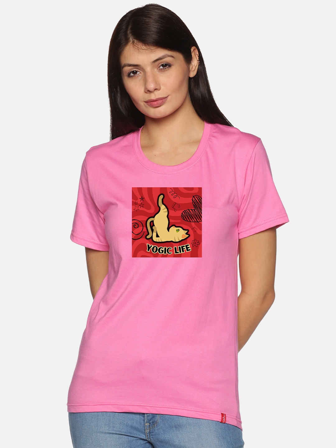 

NOT YET by us Graphic Printed Cotton T-shirt, Pink