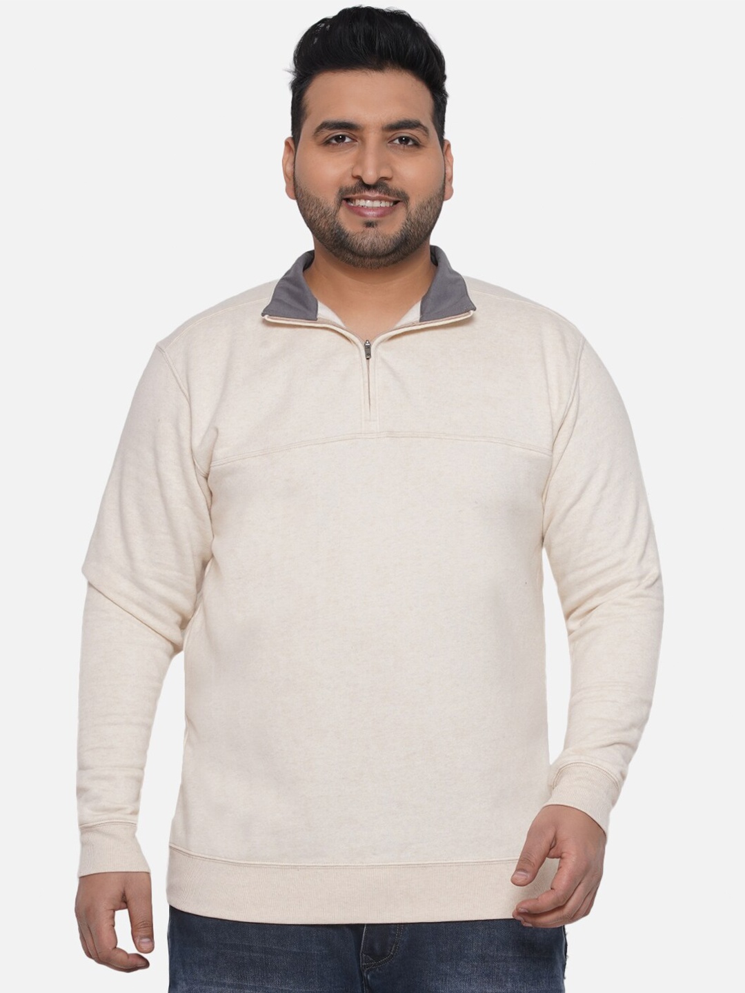 

Santonio Mock Collar Pure Cotton Sweatshirt, Cream