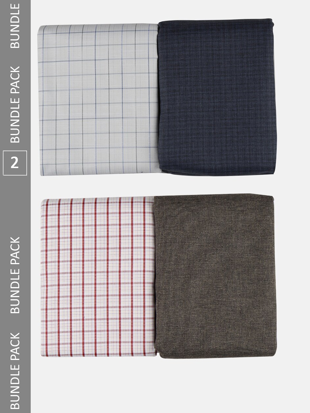 

Ramraj Men Pack Of 2 Checked Unstitched Shirt And Trouser, White