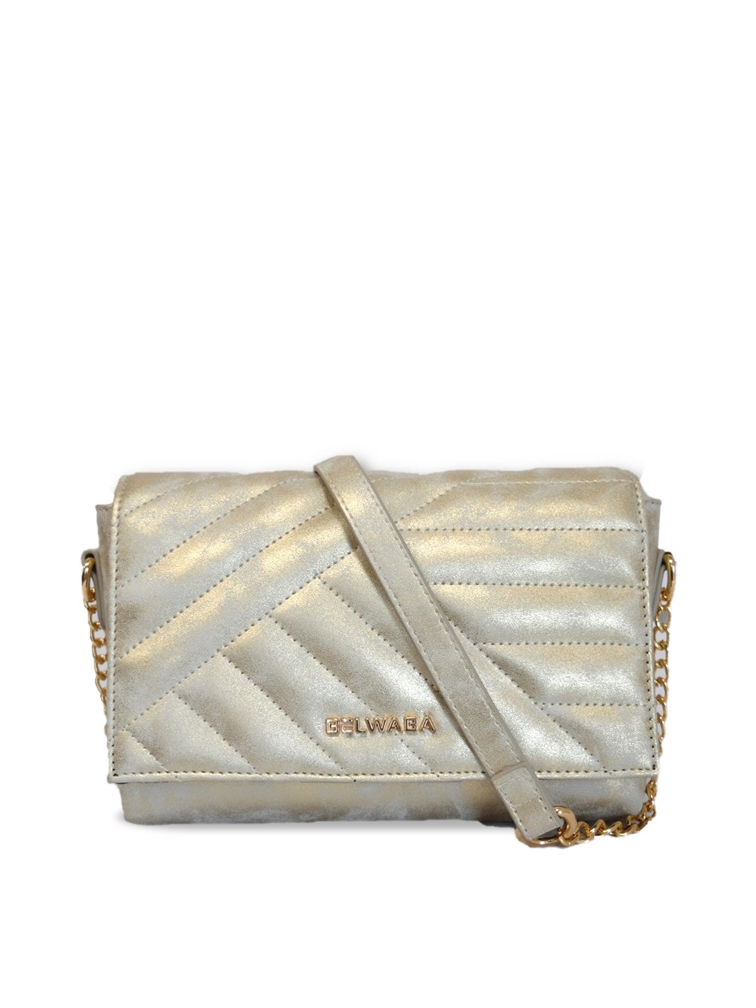 

Belwaba Structured Sling Bag With Quilted, Gold