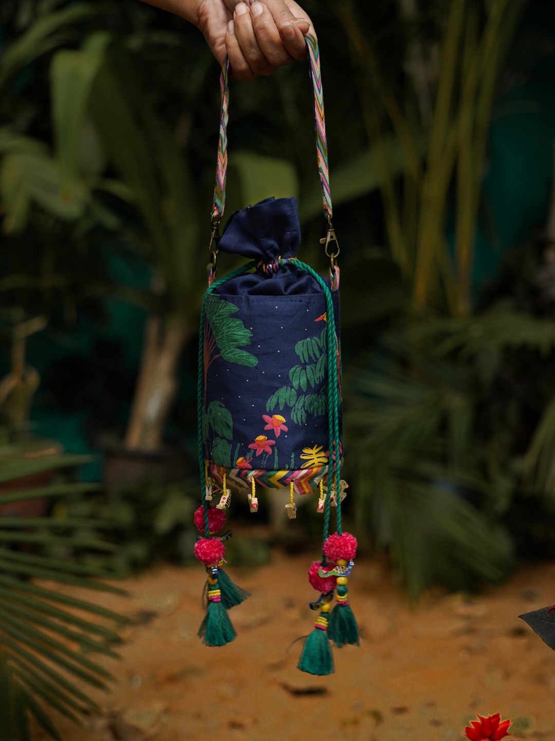 

Baise Gaba Blue Embellished Oversized Shopper Tote Bag with Tasselled