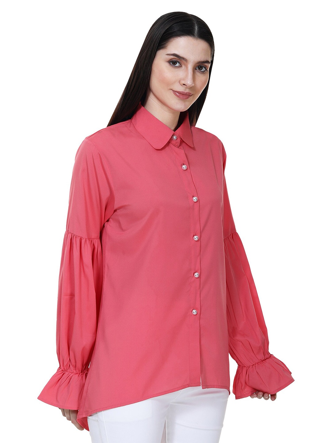 

TSM Women Pink Semi Sheer Semiformal Shirt