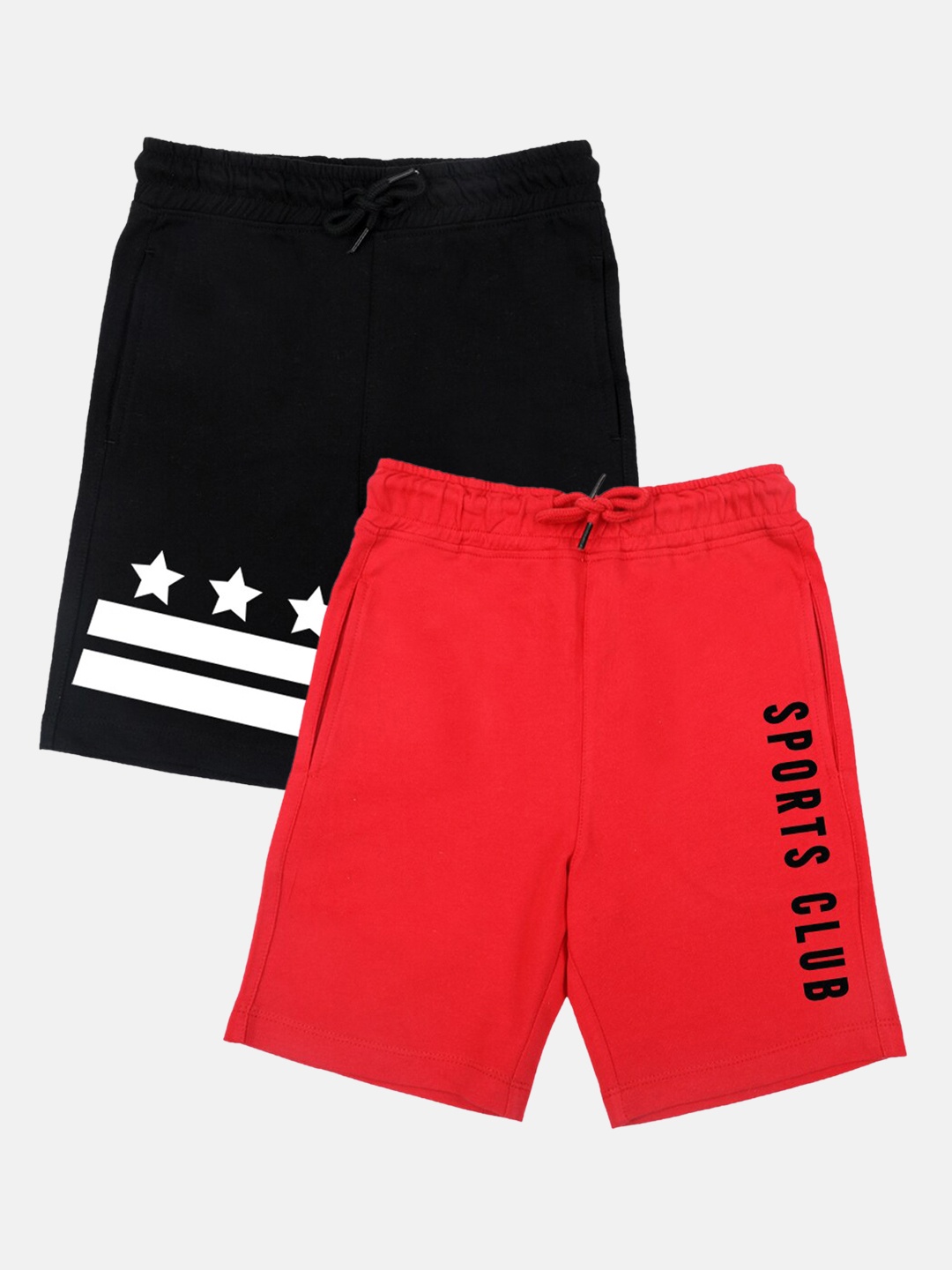 YK Boys Pack Of 2 Printed Casual Shorts, Black