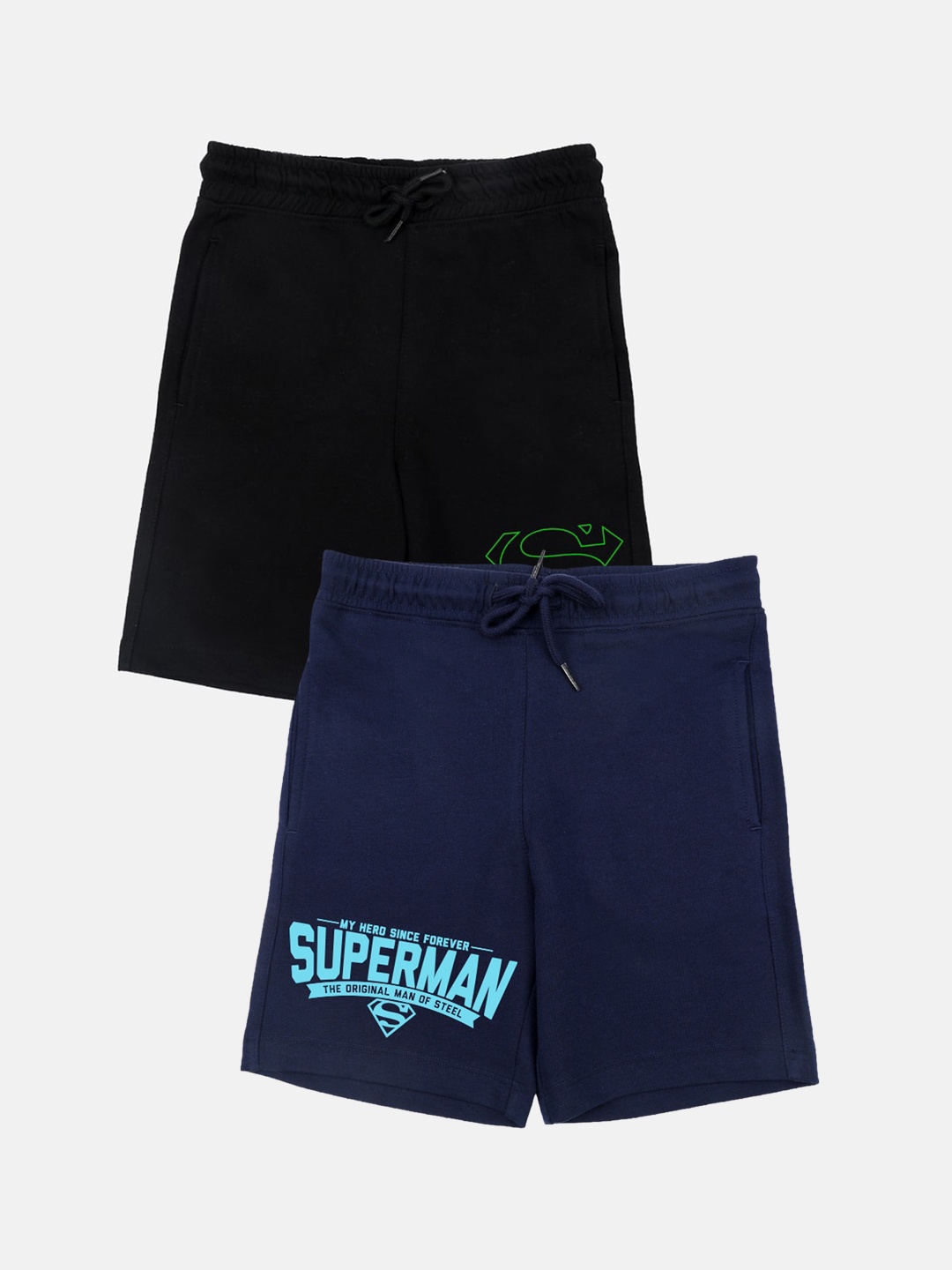 

YK Justice League Boys Pack Of 2 Superman Printed Shorts, Navy blue