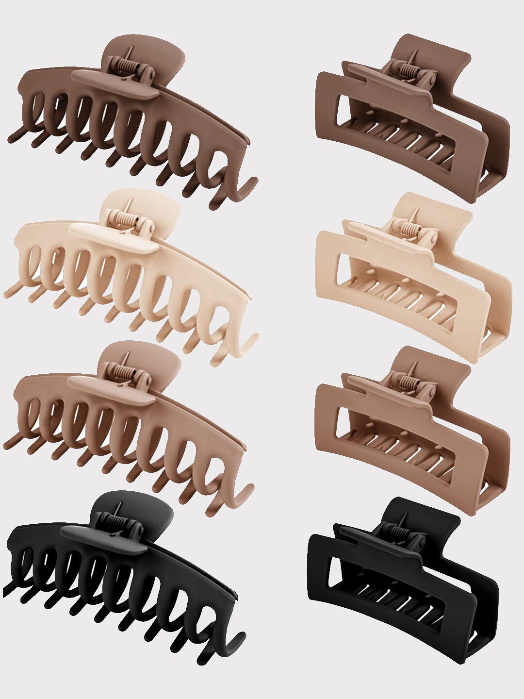 

VAGHBHATT Women Set Of 8 Non-Slip Claw Clips, Beige