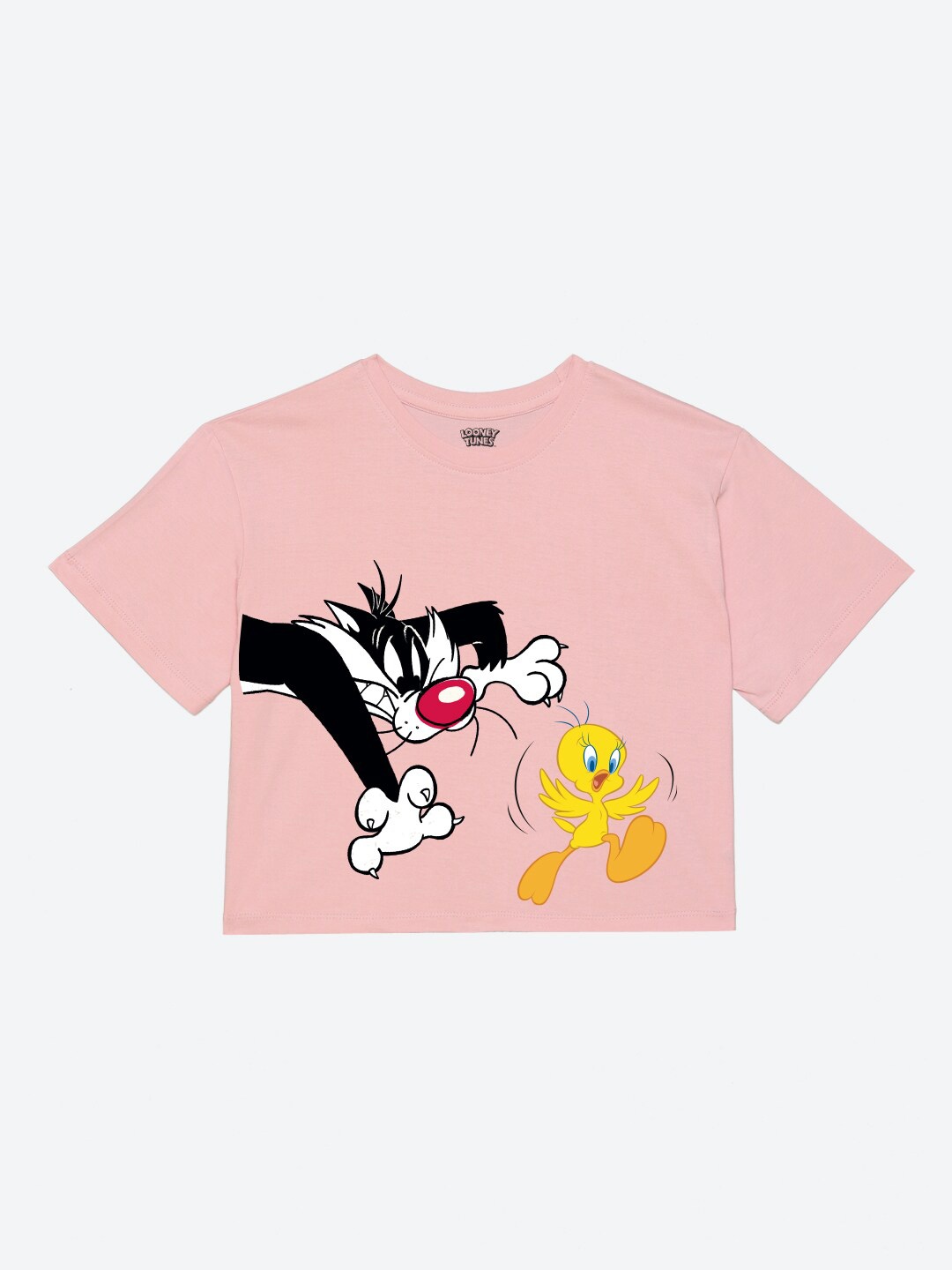 

YK Warner Bros Girls Looney Tunes Printed Pure Cotton T-shirt, Pink