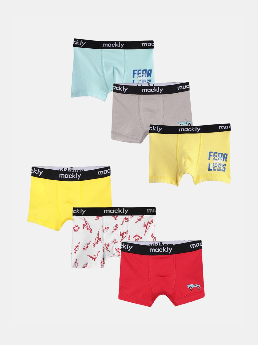 

mackly Boys Pack Of 6 Printed Trunks, Red