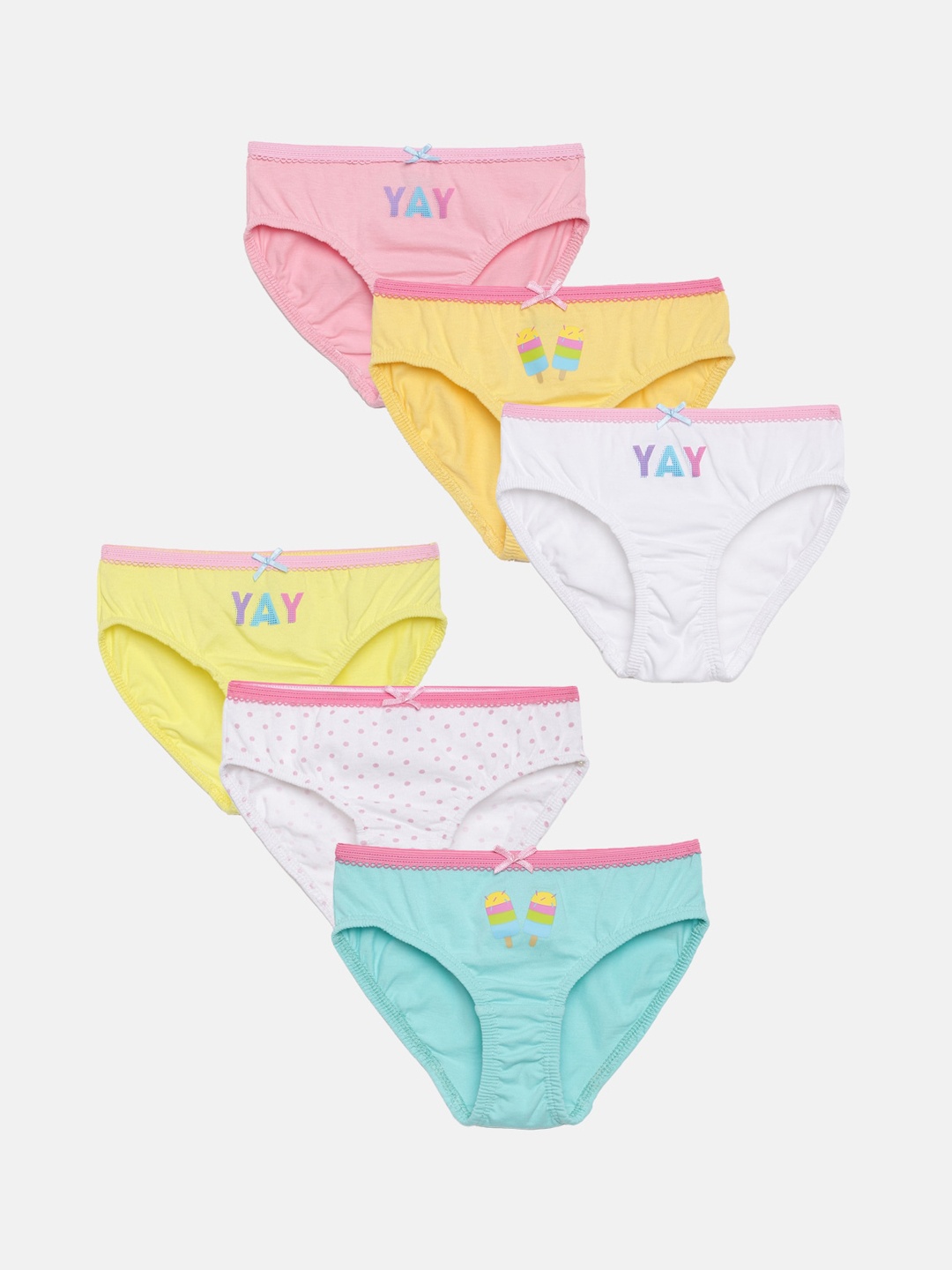 

mackly Girls Pack Of 6 Printed Basic Briefs, Blue