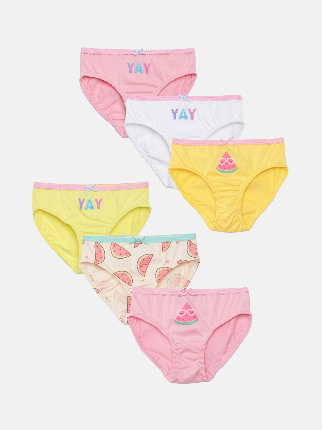 

mackly Girls Pack Of 6 Printed Basic Briefs, Pink