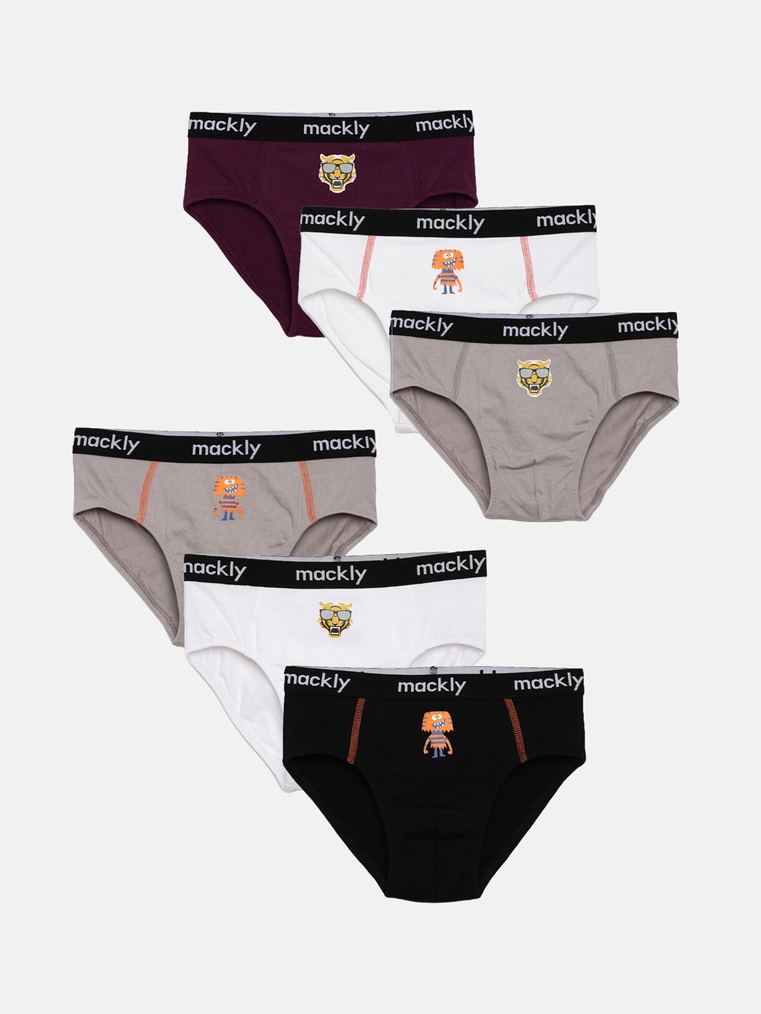 

mackly Boys Pack Of 6 Printed Basic Briefs, Black