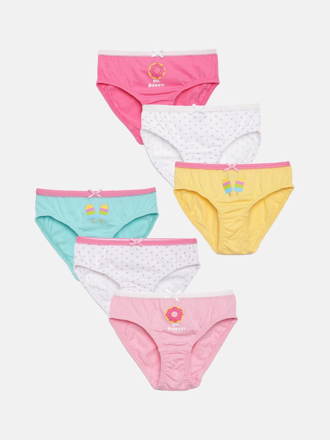 

mackly Girls Pack Of 6 Printed Basic Briefs, Pink