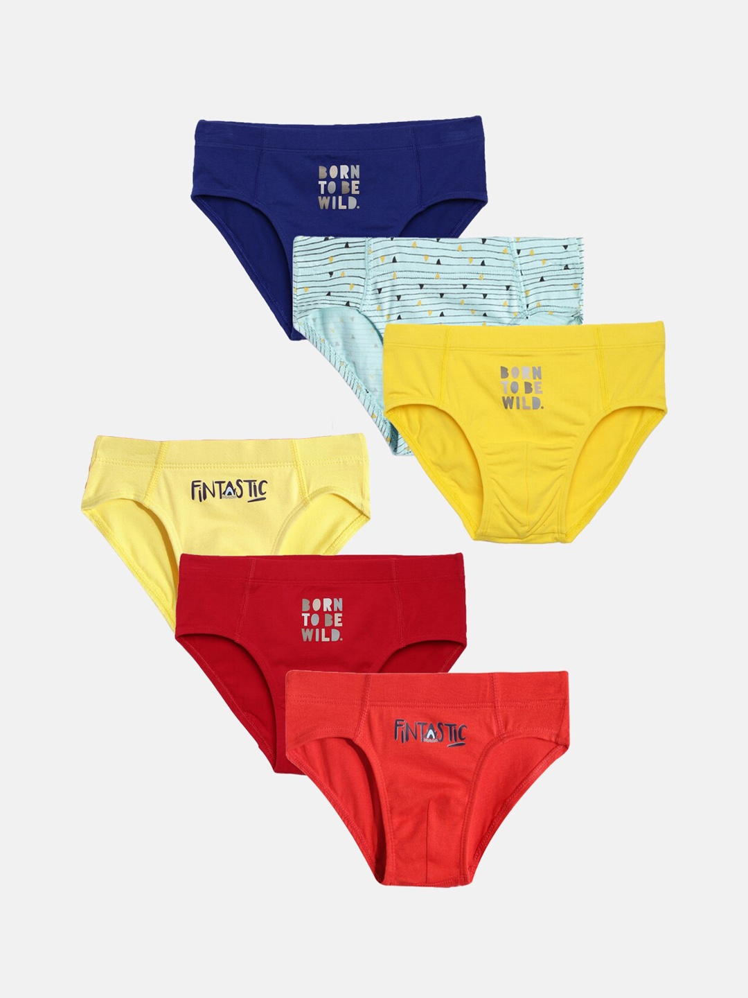 

mackly Boys Pack Of 6 Printed Basic Briefs, Red