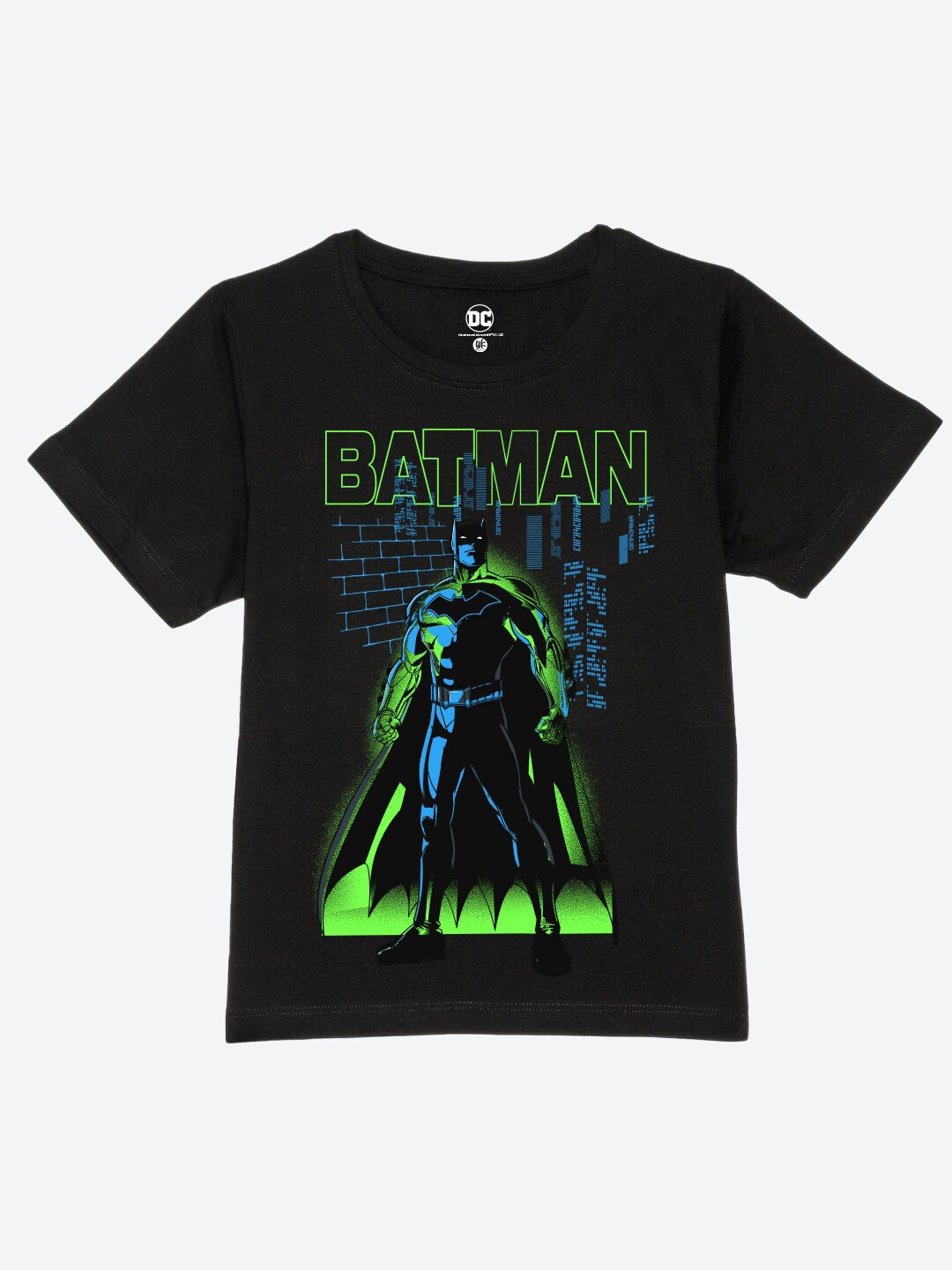 

YK Justice League Boys Batman Printed Pure Cotton T-shirt, Black