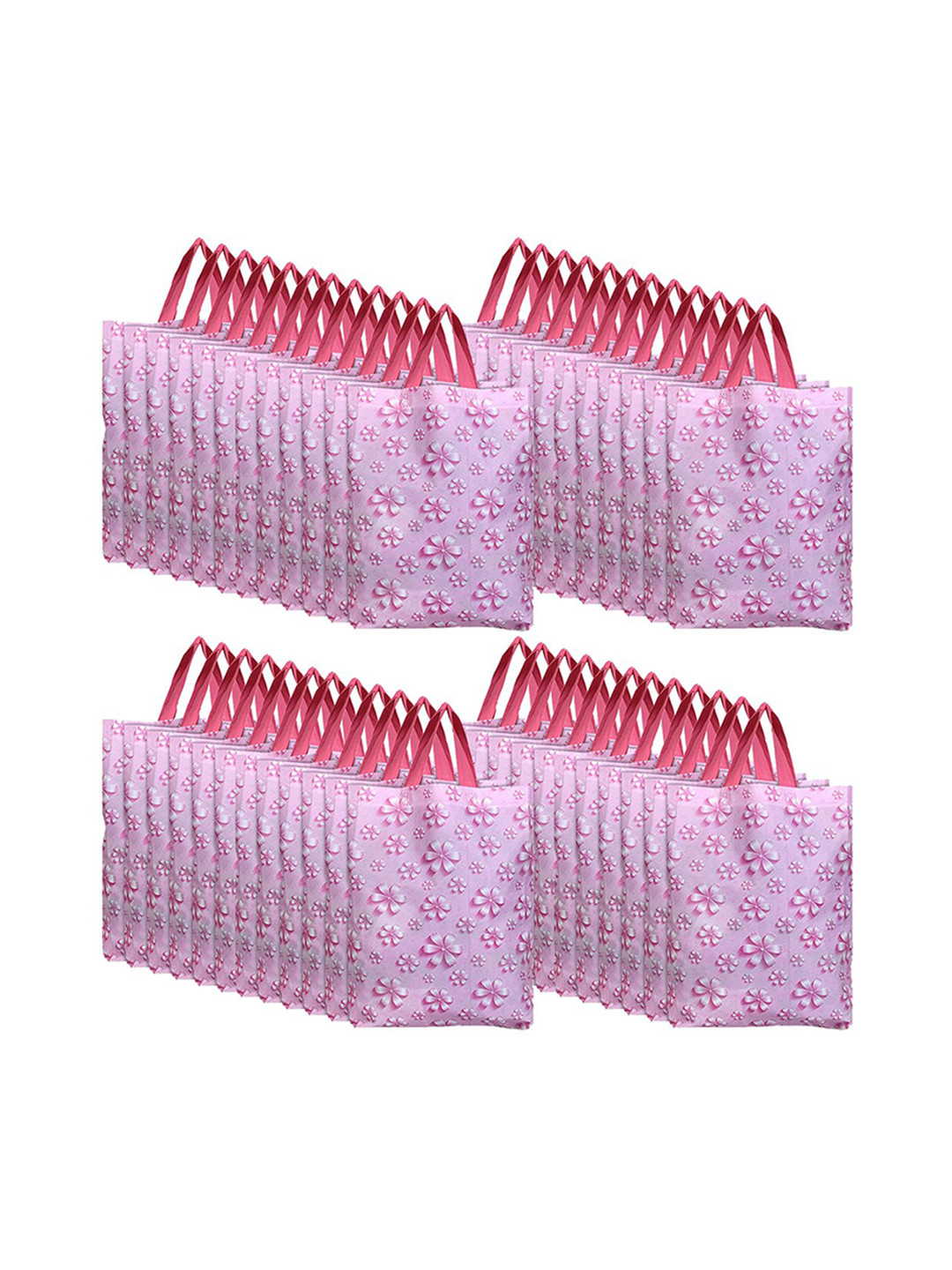 

Kuber Industries Set of 50 Floral Printed Reusable Grocery Bag, Pink