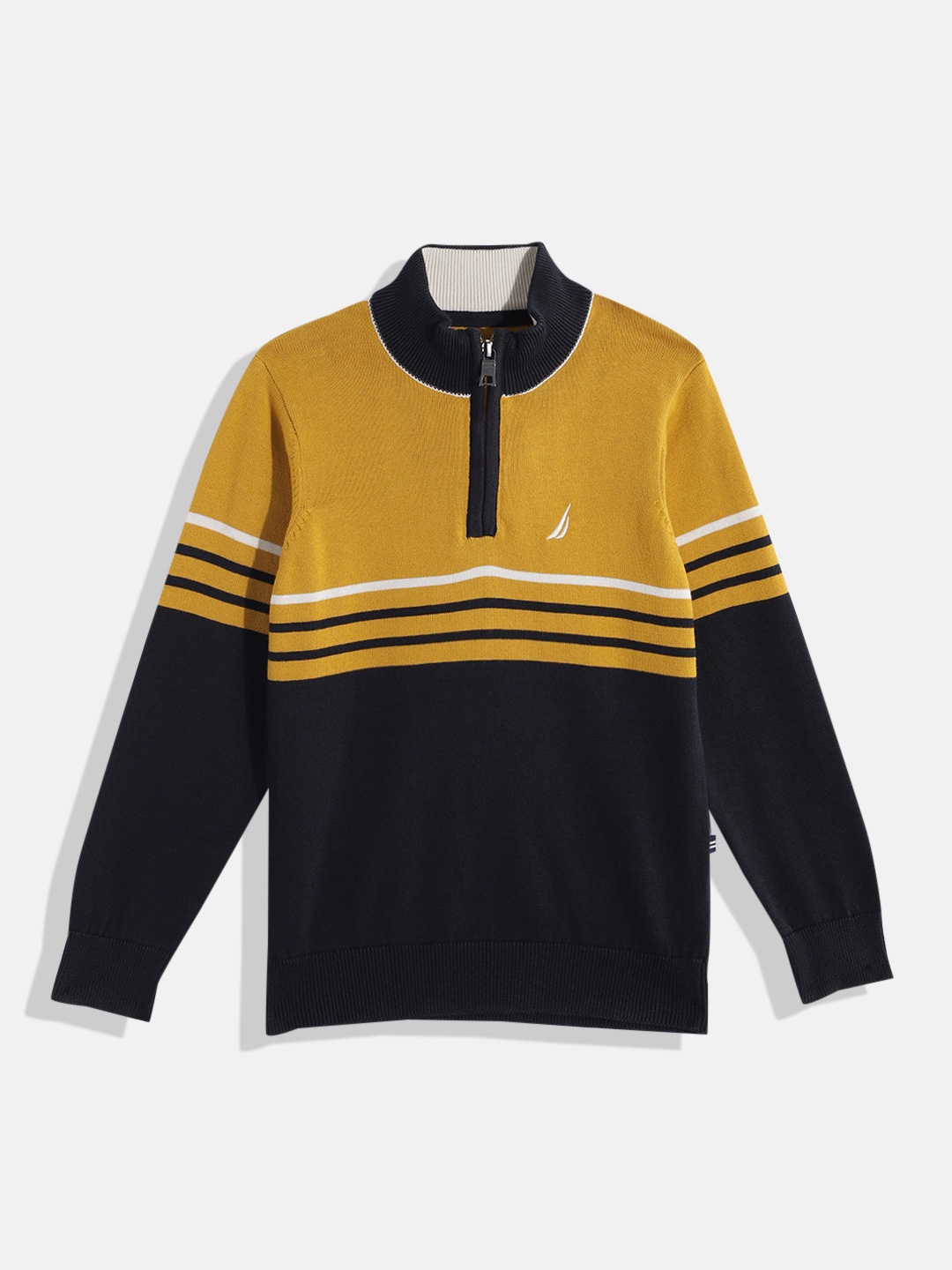 

Nautica Boys Pure Cotton Colourblocked Pullover, Yellow