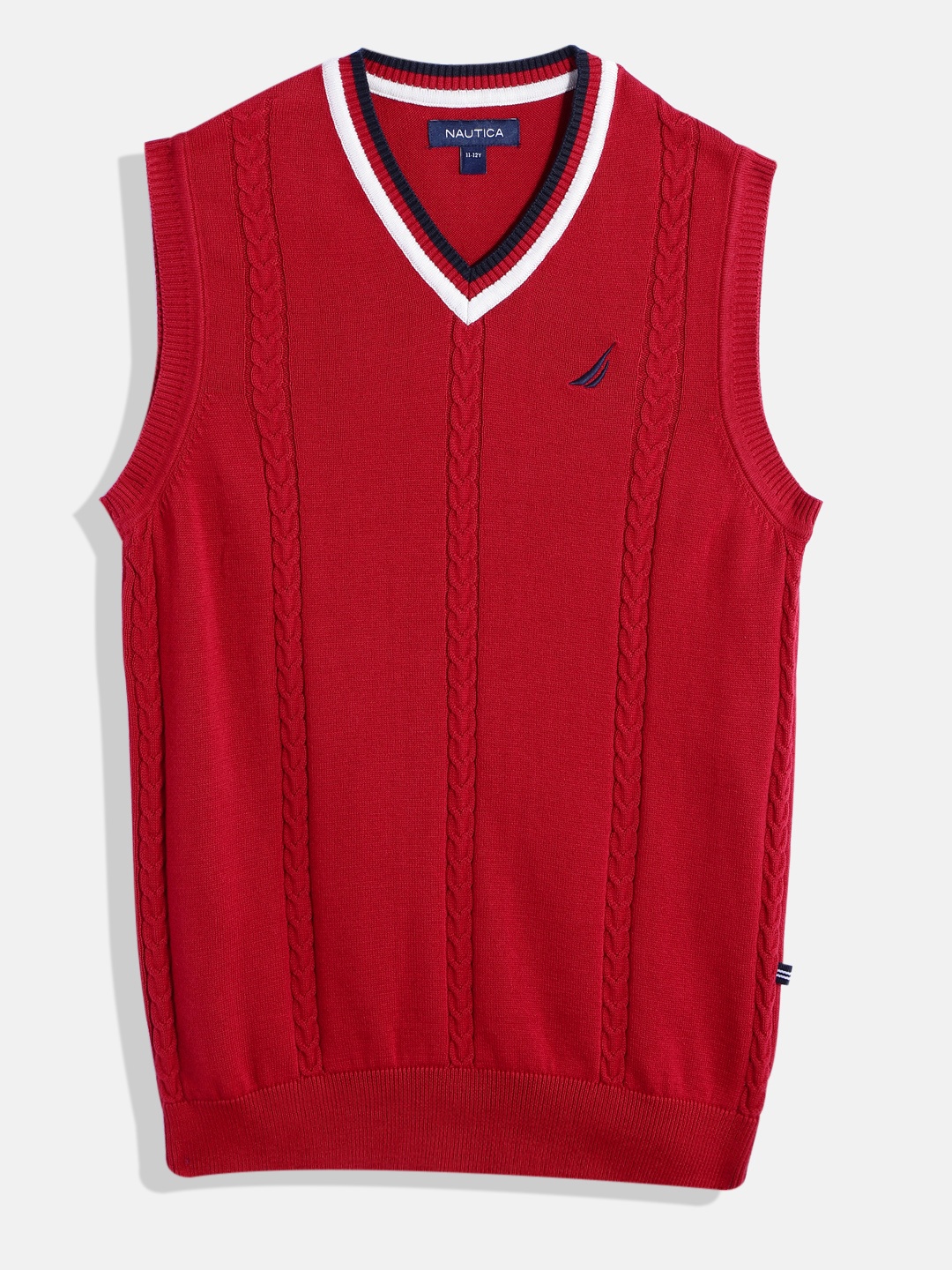 

Nautica Boys Cable Knit Sweater Vest, Red