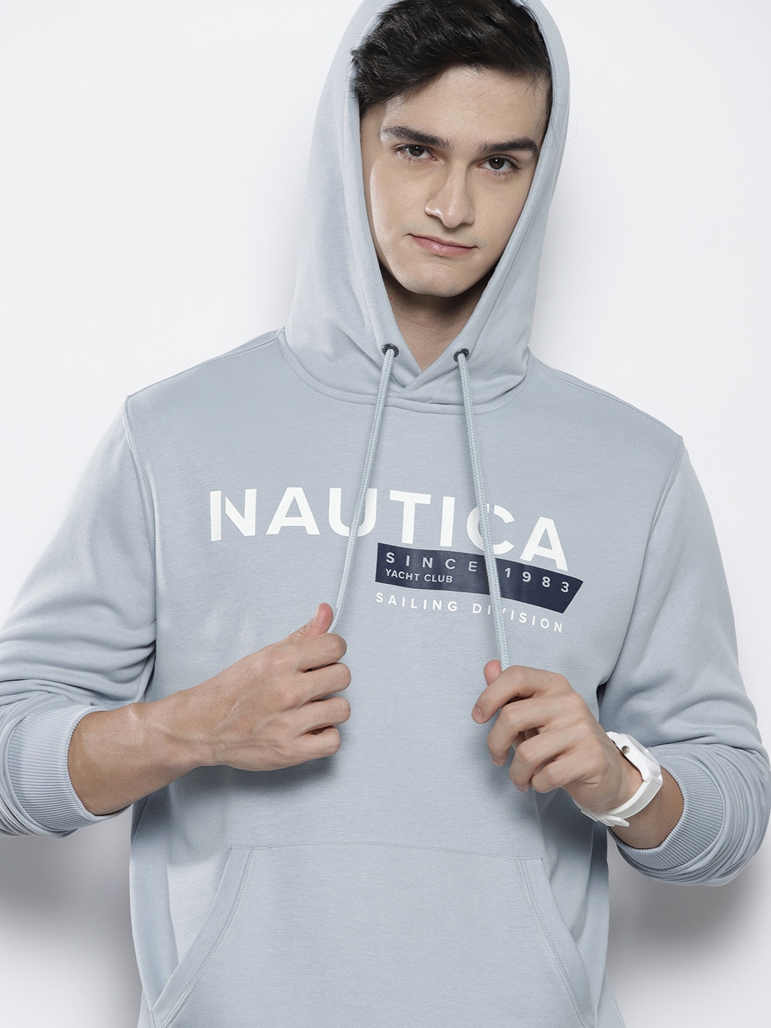 

Nautica Brand Logo Print Hooded Sweatshirt, Blue