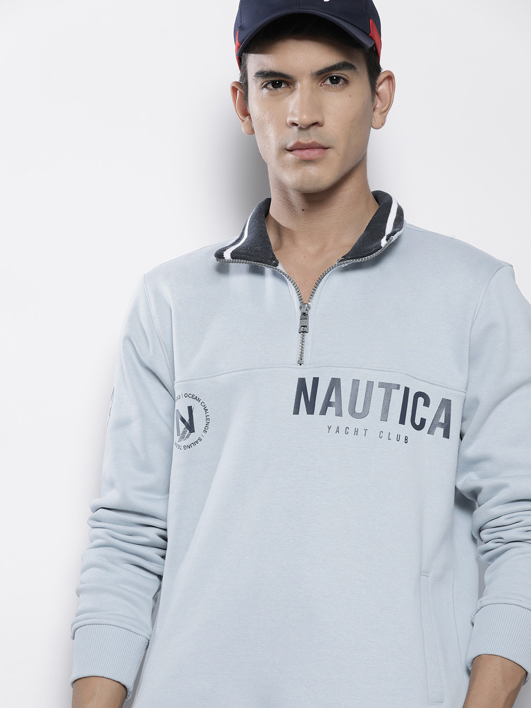 

Nautica Brand Logo Print Detail Pullover Sweatshirt, Grey