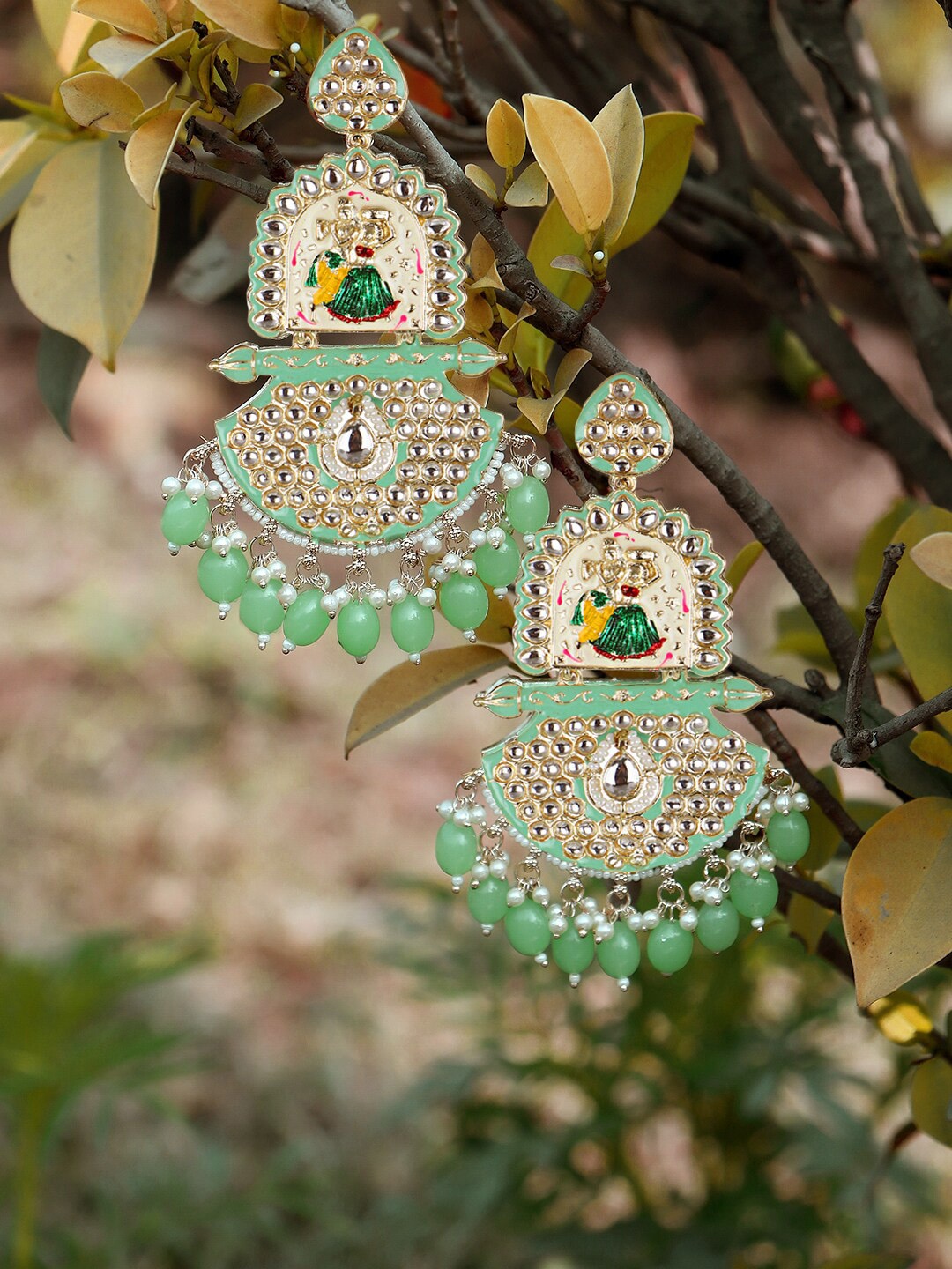 

Adwitiya Collection Gold-Plated Classic Drop Earrings