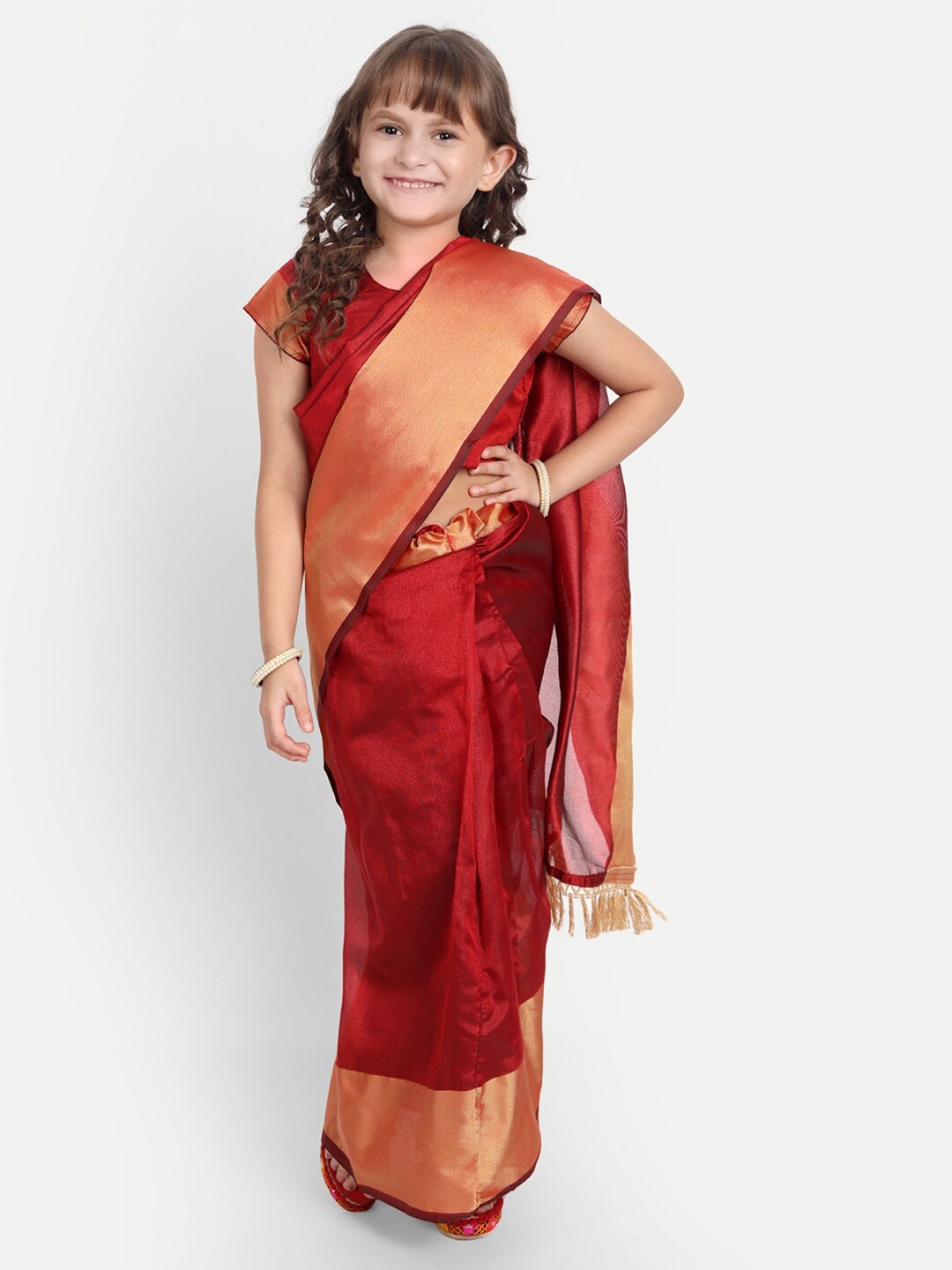 

LOOKS AND LIKES Pure Cotton Kota Zari Saree With Tassel, Red