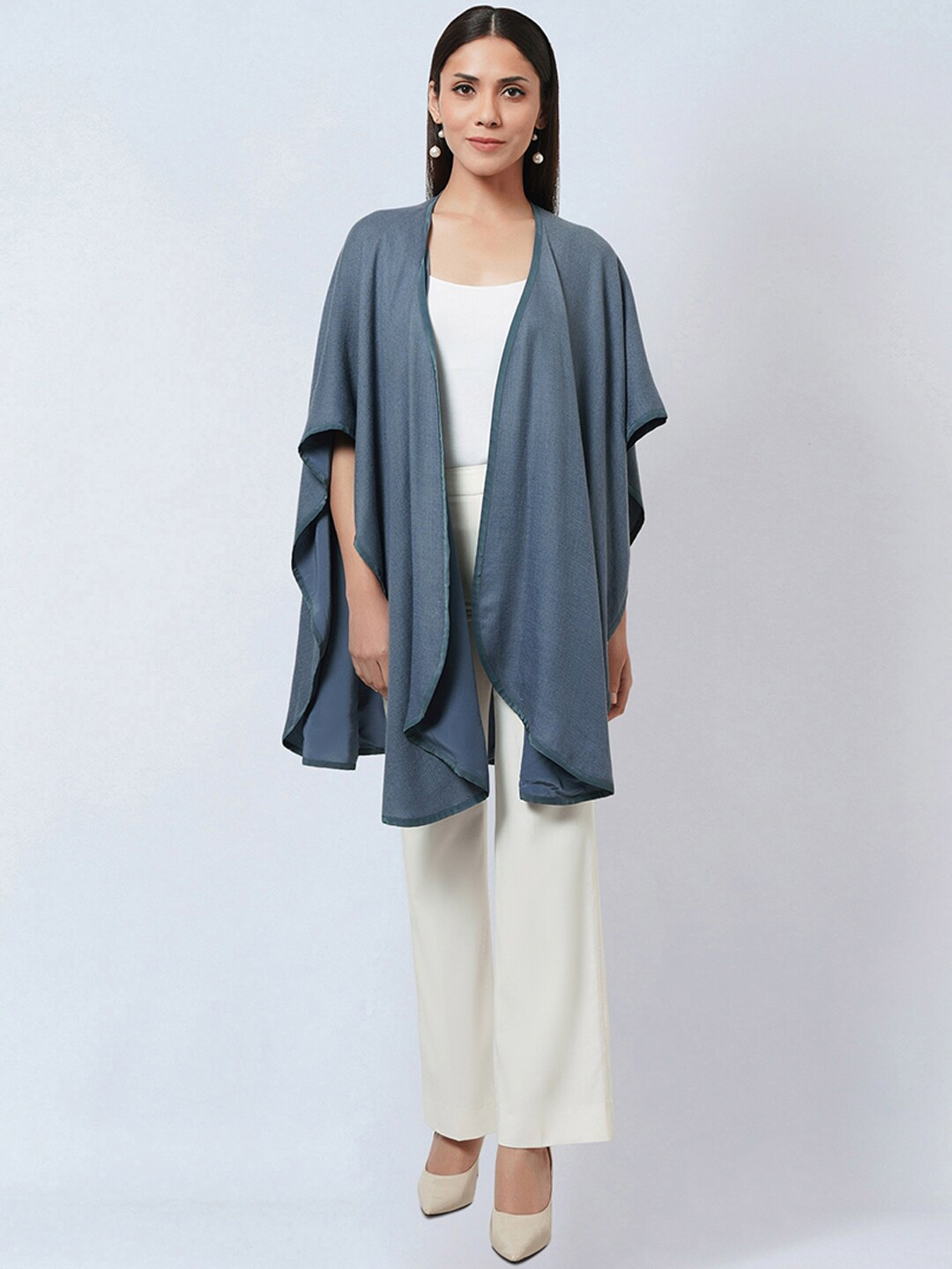 

First Resort by Ramola Bachchan Open Front Longline Shrug, Grey