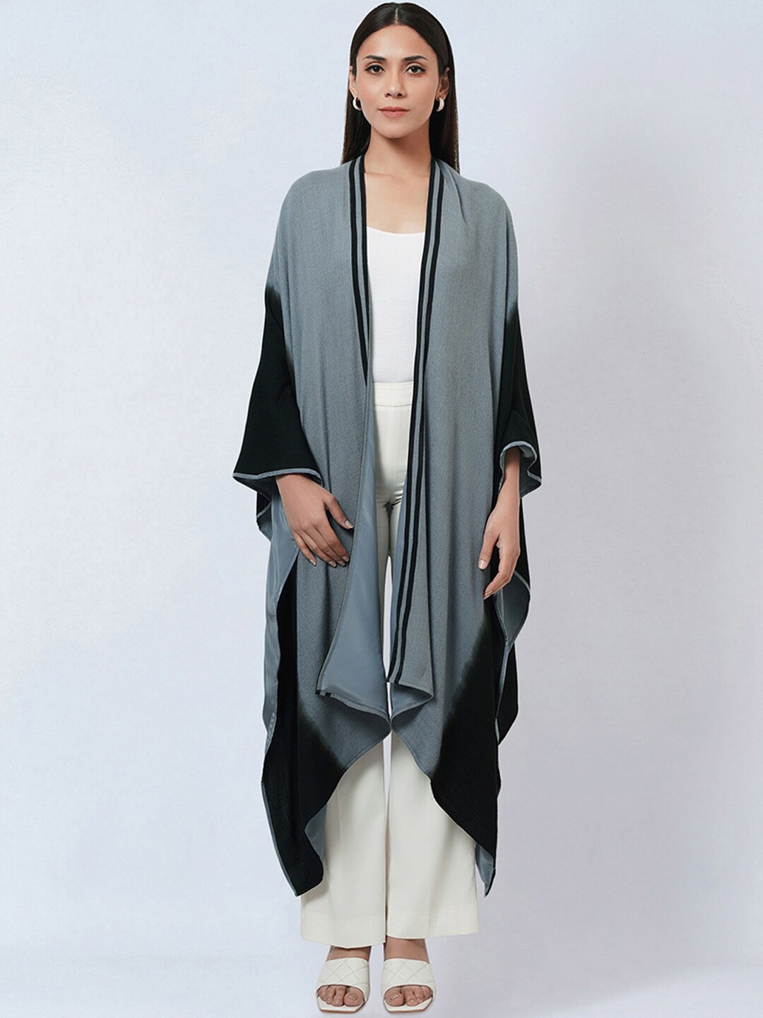 

First Resort by Ramola Bachchan Open Front Longline Shrug, Grey