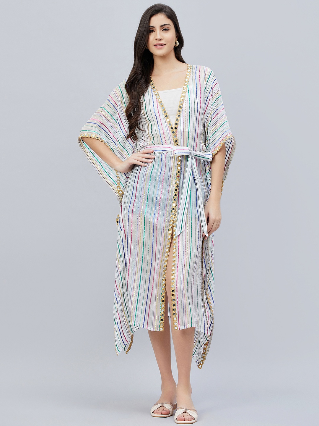 

First Resort by Ramola Bachchan Lurex Short Cover-Up, White