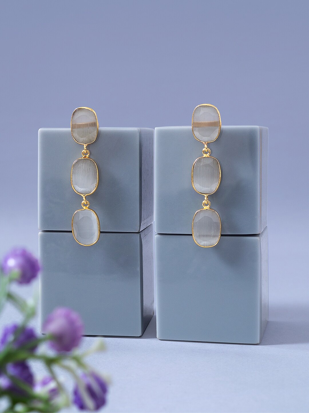 

Golden Peacock Gold-Plated Floral Drop Earrings