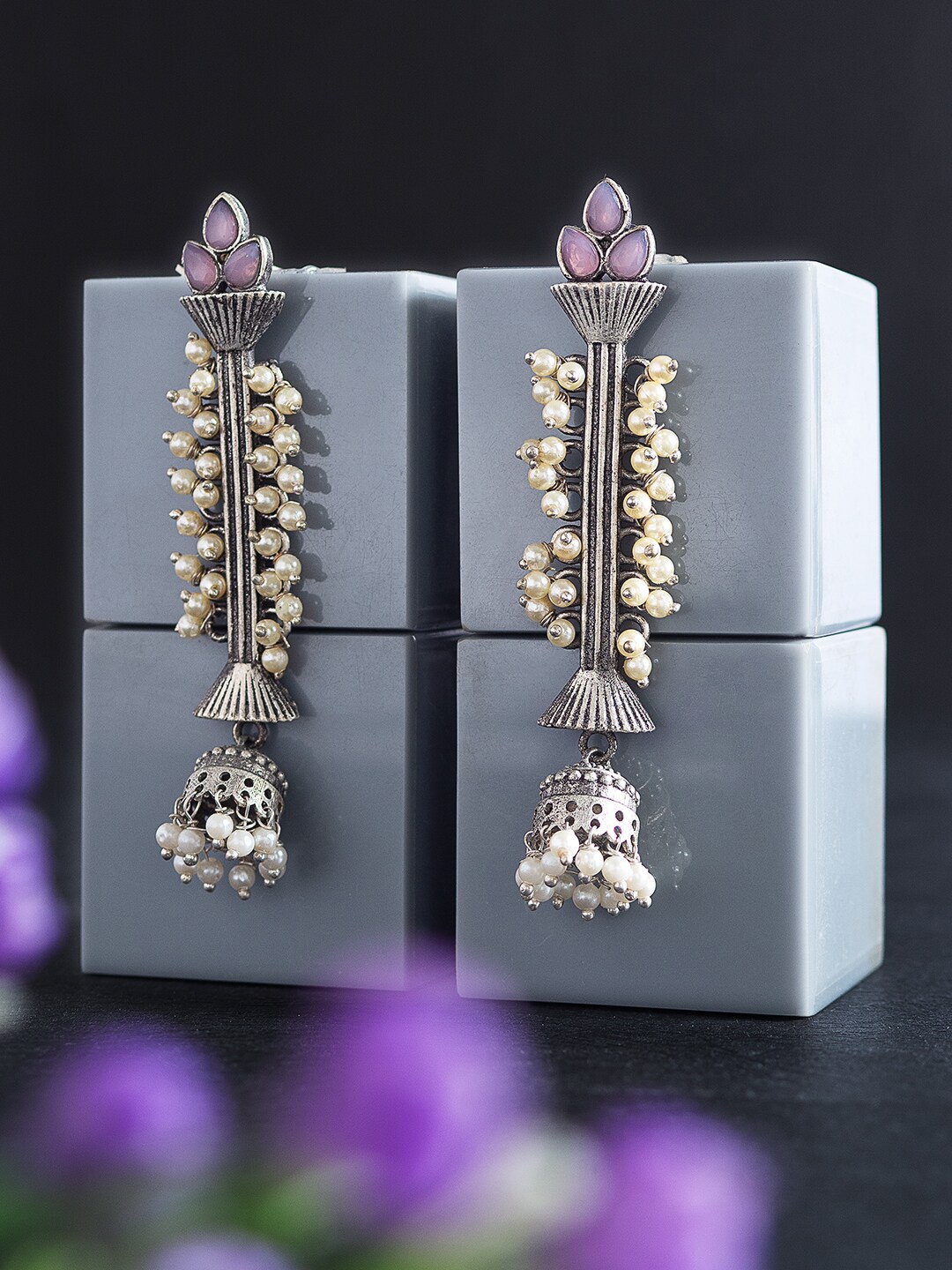 

Golden Peacock Silver-Plated Contemporary Jhumkas Earrings