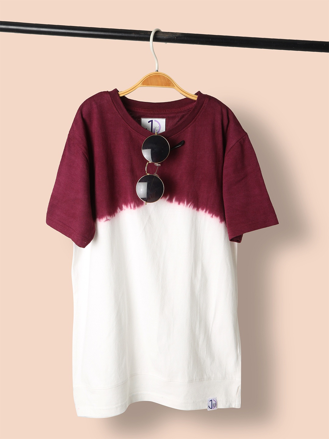

Jumping Joey Boys Tie & Dye Round Neck Pure Cotton Loose Fit T-shirt, Maroon