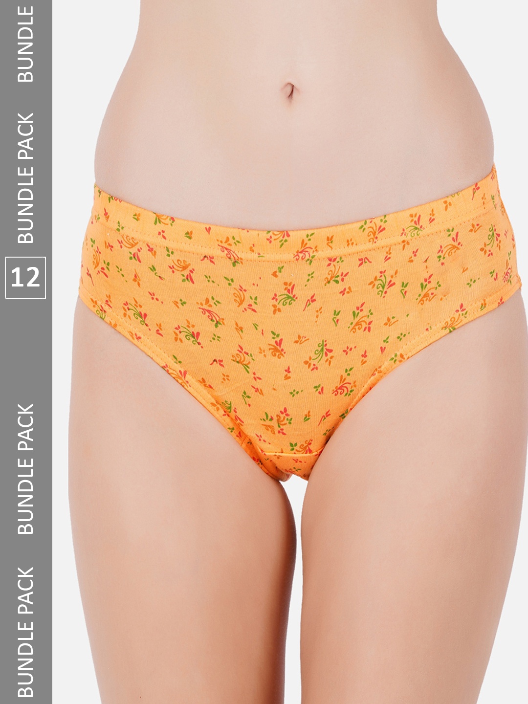 

PRIDE APPAREL Women Pack Of 12 Assorted Floral Printed Cotton Hipster Briefs