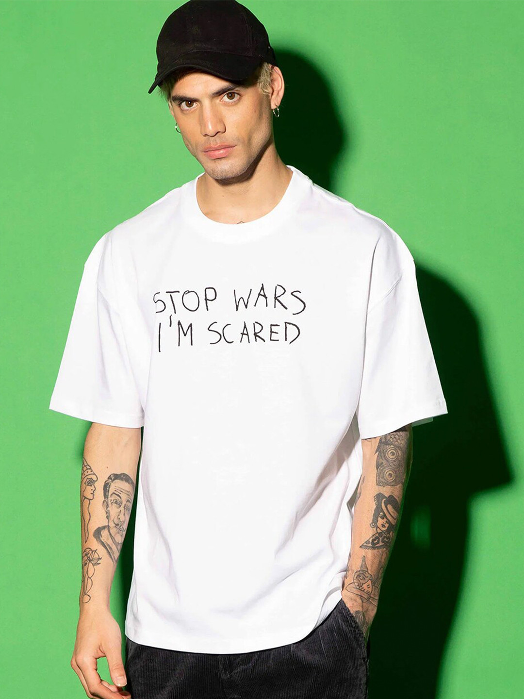 

Bonkers Corner Typography Printed Loose Cotton T-shirt, White