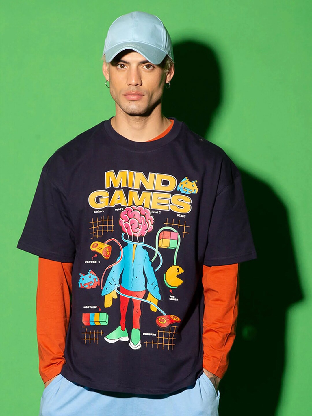

Bonkers Corner Graphic Printed Loose Cotton T-shirt, Black