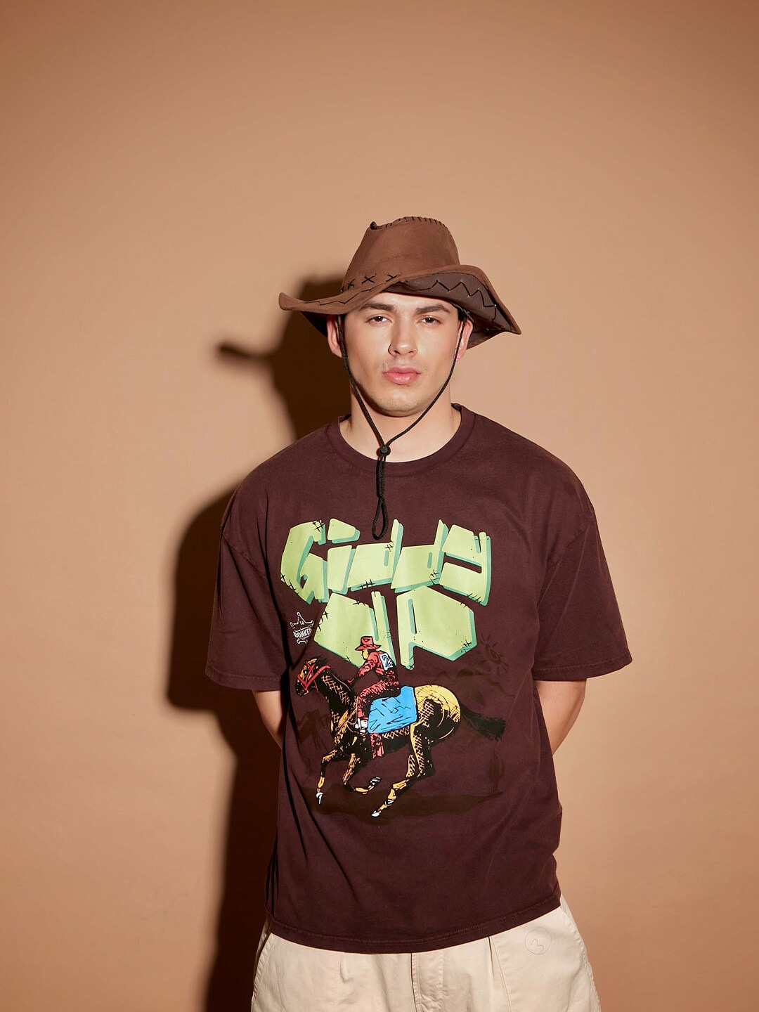 

Bonkers Corner Graphic Printed Loose Cotton T-shirt, Maroon
