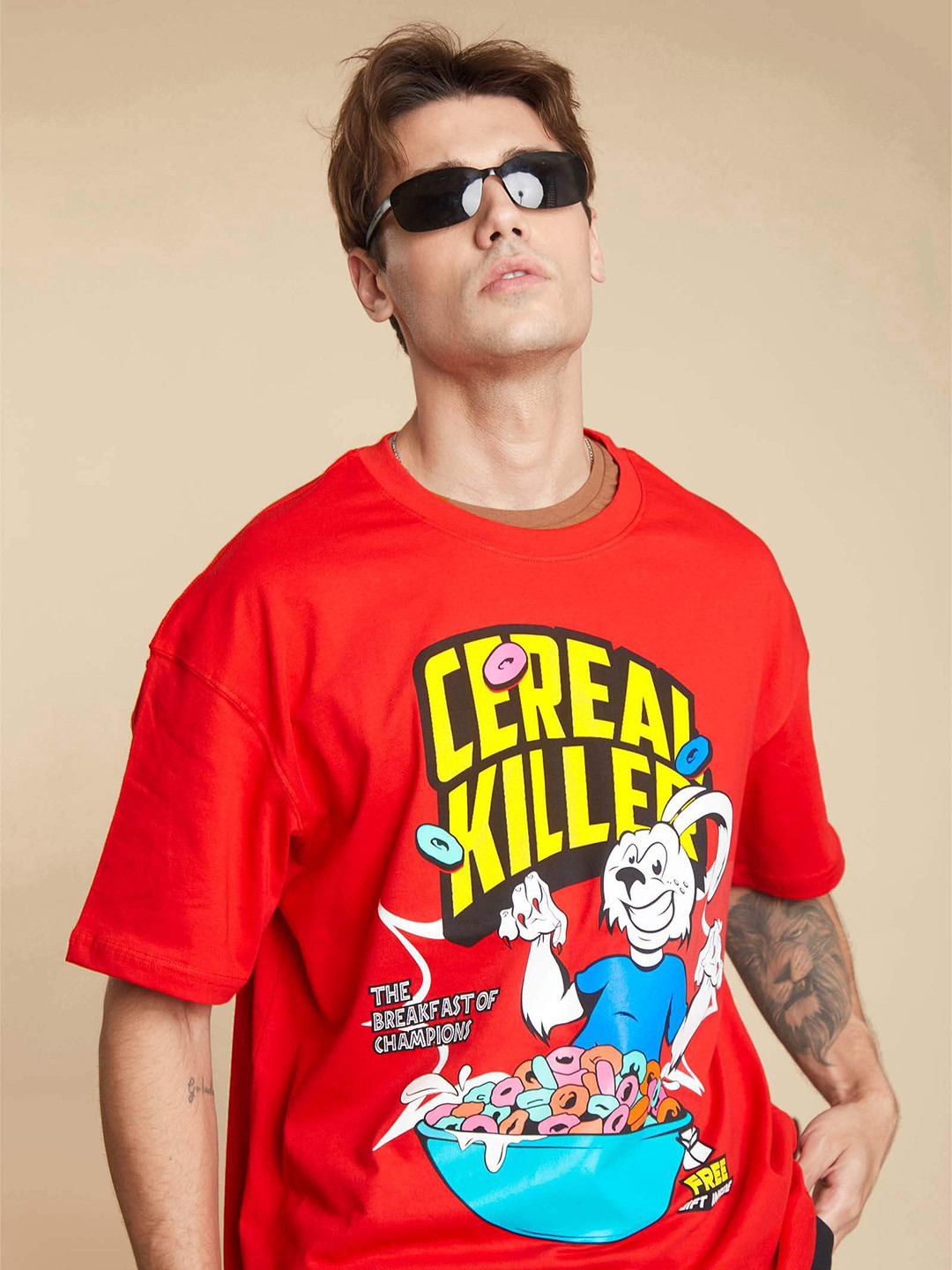 

Bonkers Corner Graphic Printed Oversized T-shirt, Red