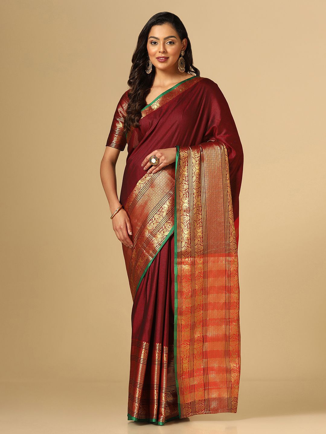 

Mitera Zari Silk Cotton Saree, Maroon