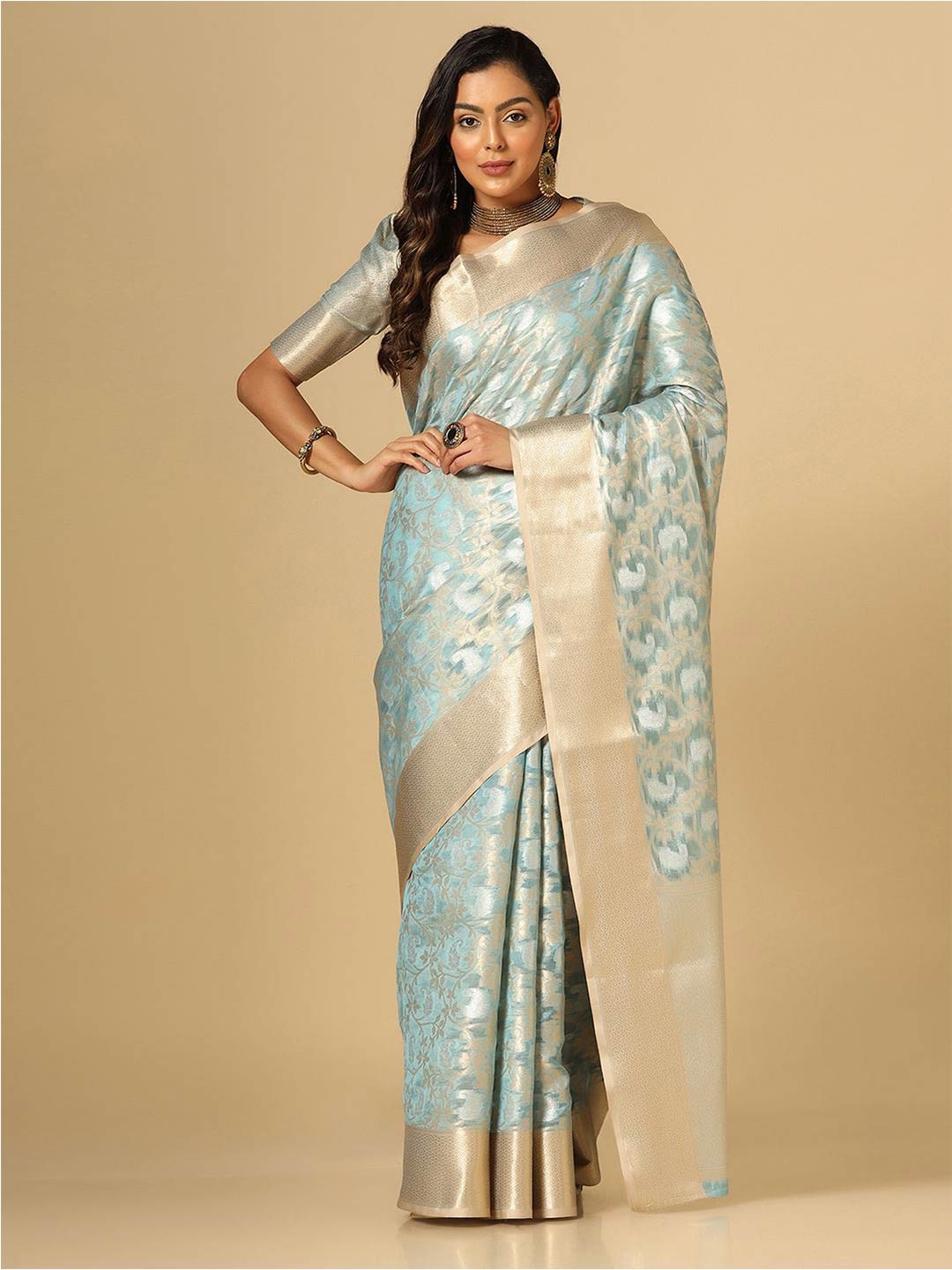 

Mitera Paisley Woven Design Zari Saree, Blue