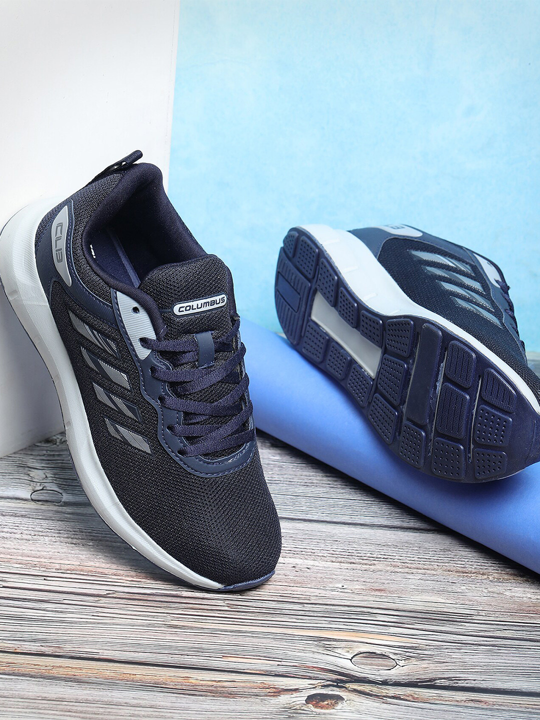 

Columbus Men Flexpro Memory Foam Technology Running Sports Shoes, Navy blue