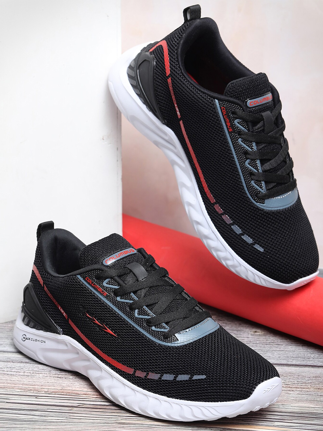 

Columbus Men Deck Memory Foam Technology Running Sports Shoes, Black