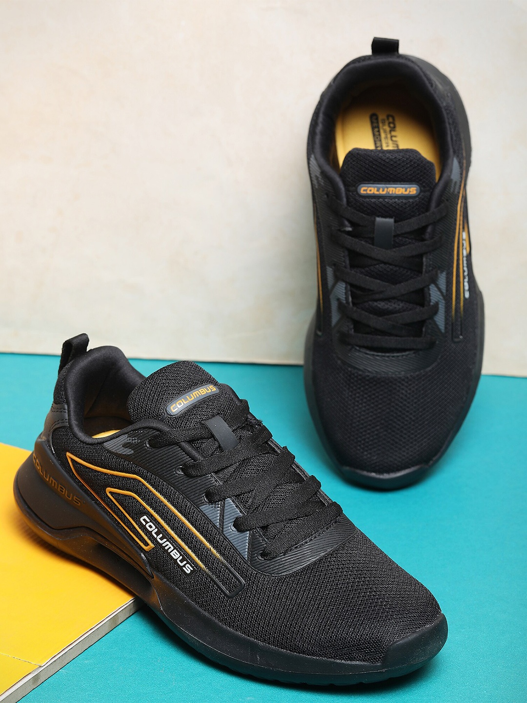 

Columbus Men Nobel Memory Foam Technology Running Sports Shoes, Black