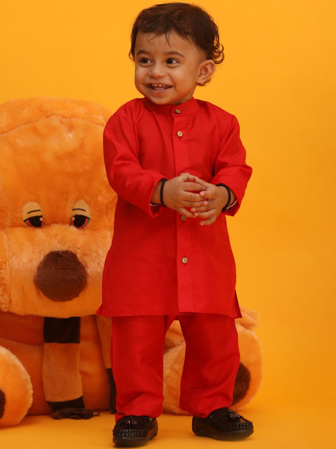 

VASTRAMAY Infant Boys Mandarin Collar Kurta with Pyjamas, Red