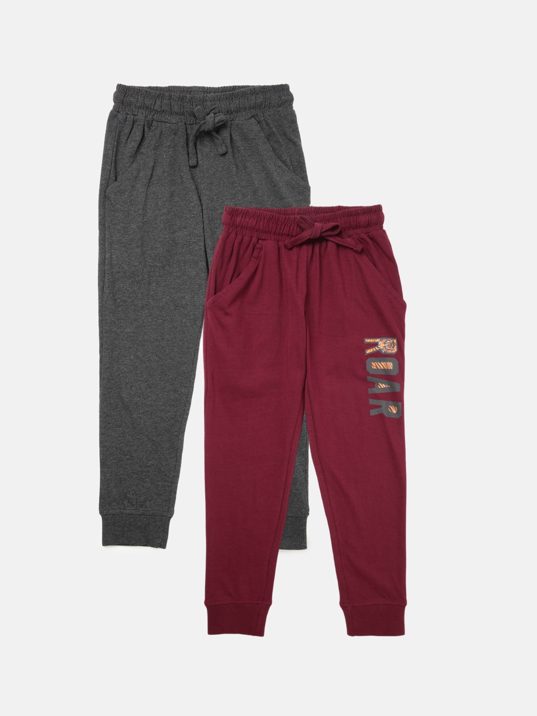 

mackly Boys Pack Of 2 Printed Pure Cotton Lounge Pants, Maroon