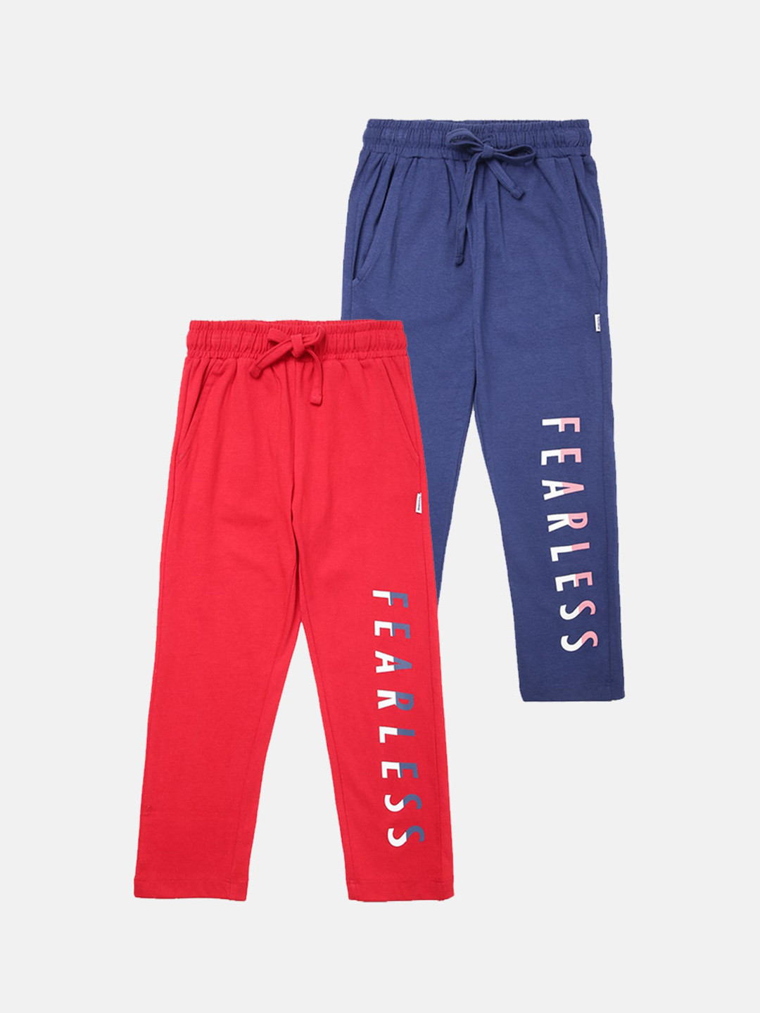

mackly Girls Pack Of 2 Typography Printed Pure Cotton Lounge Pants, Navy blue