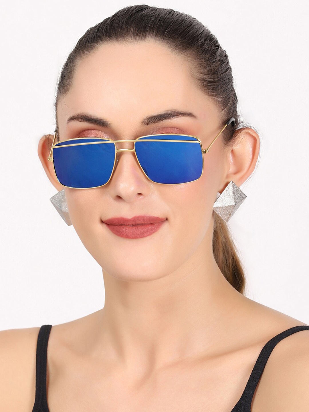

Swiss Design Lens & Square Sunglasses with UV Protected Lens SDGSW-7603601, Blue