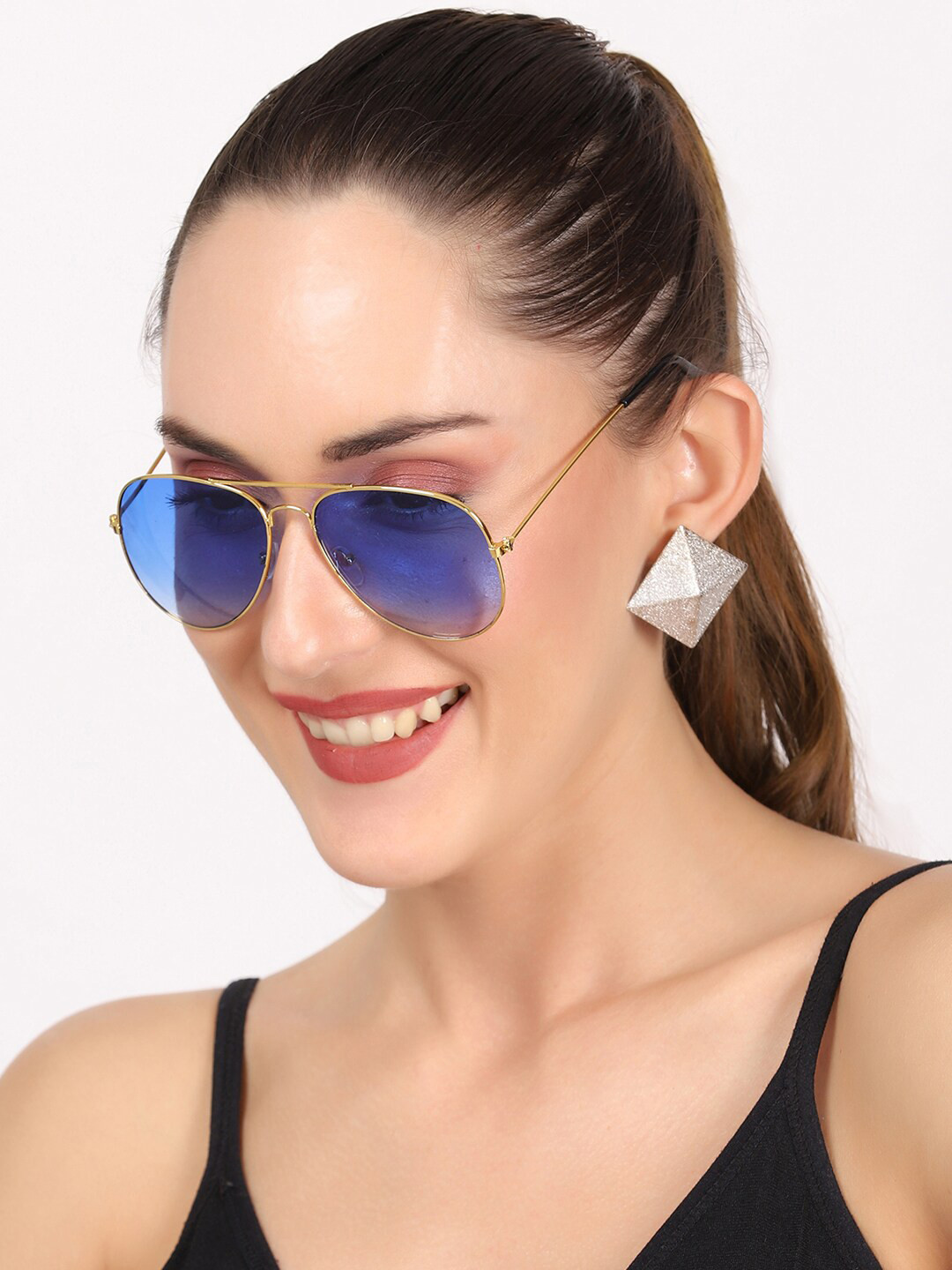 

Swiss Design Women Aviator Sunglasses with UV Protected Lens SDGSW-AVI_7, Blue