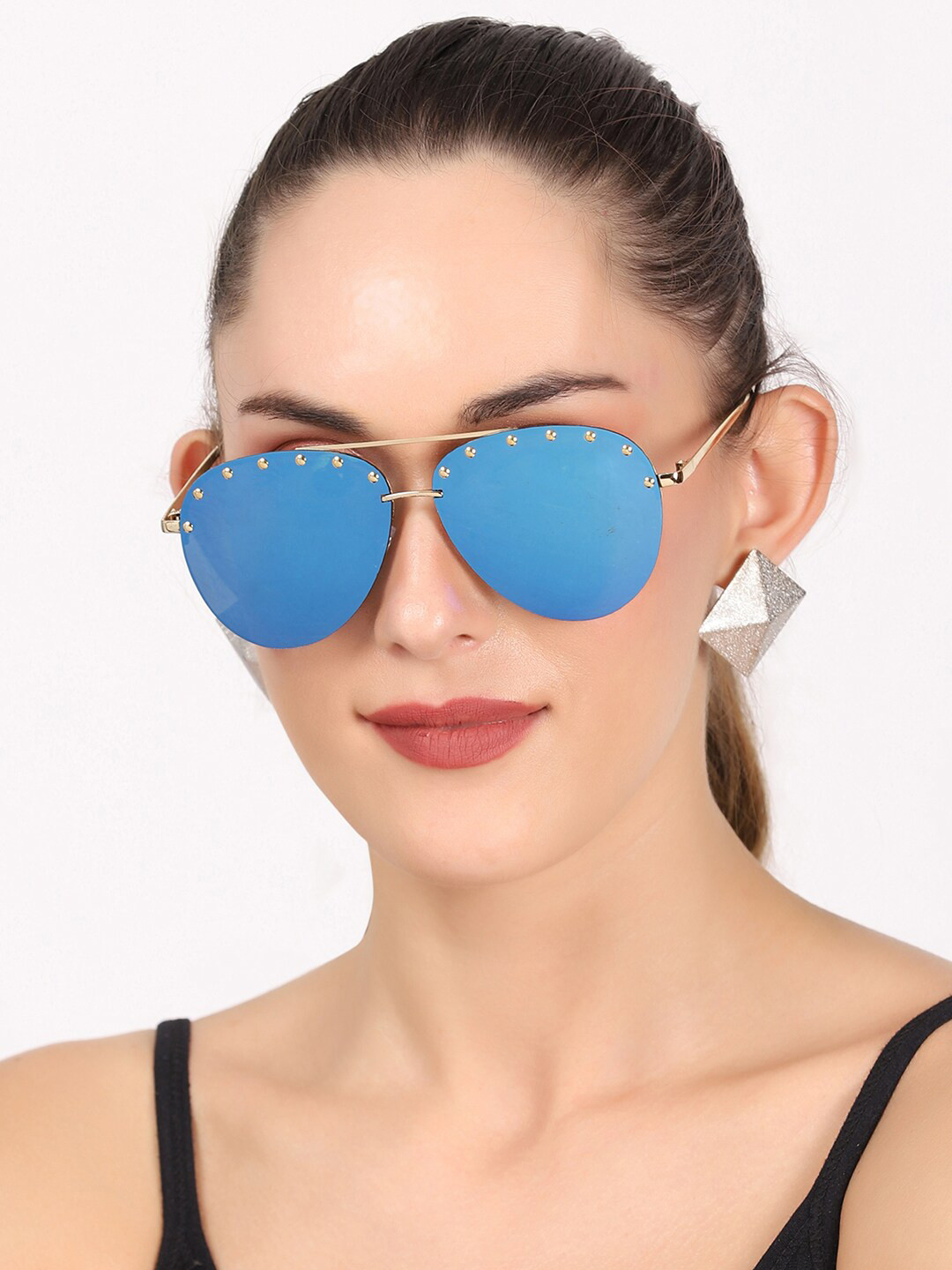

Swiss Design Mirrored Lens & Aviator Sunglasses with UV Protected Lens SDGSW-TOMOROW-05, Blue